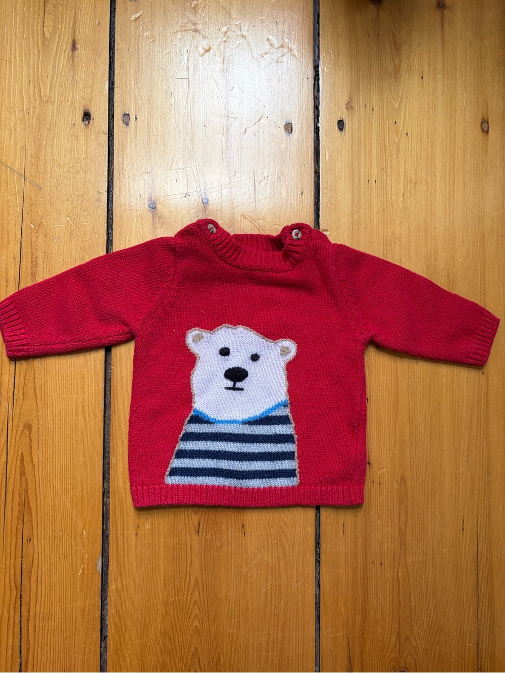 Baby Boden Red Sweater with Polar Bear Motif